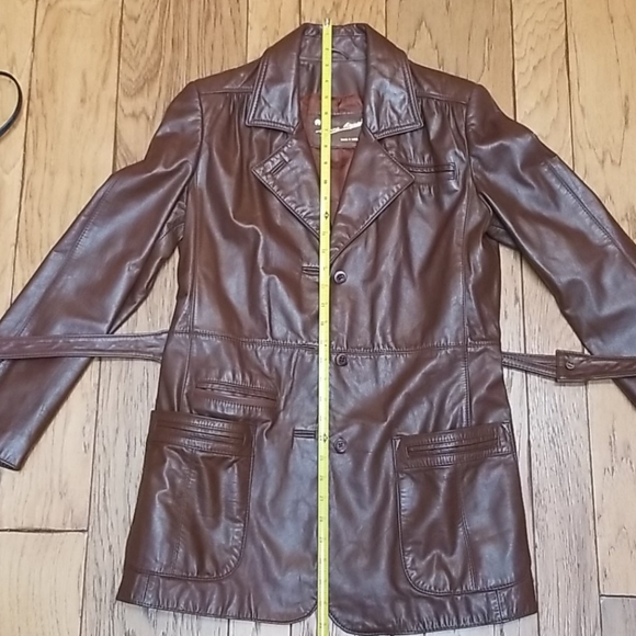 Etienne Aigner Jackets & Blazers - Etienne Aigner 100% Leather Brown Jacket with Belt